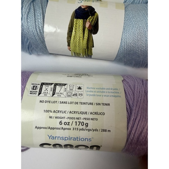 Caron Simply Soft Yarn 4 Pack Himalayan Salt 6oz 315yds Orchid Purple Soft Blue - Picture 2 of 8